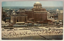 Aerial View, Resorts International Hotel, Beach, Atlantic City NJ Postcard