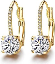 14K Gold Earrings for Women,14K Gold Dangle Drop Earrings with Cubic Zirconia...