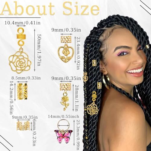 Gold Hair Jewelry Braids With Rings In Them 30PCS Gold Hair