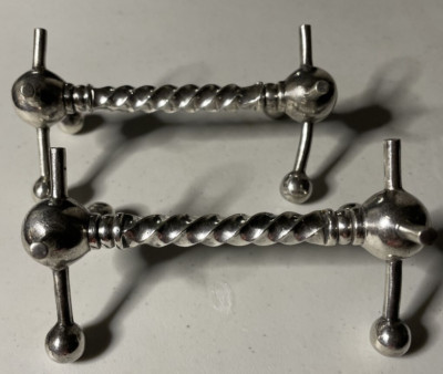 WILLIAM HUTTON & SONS Pair Vintage Silver Plated Art Deco Style Twist Knife Rest