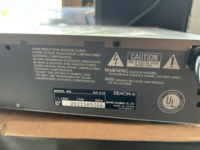 DENON DR-210 Flat Tape Player Deck TESTED WORKING + Original