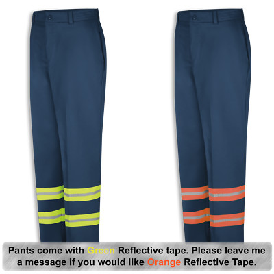New 100% Cotton Red Kap Reflective Pants Hi Vis Safety Towing Work Uniform