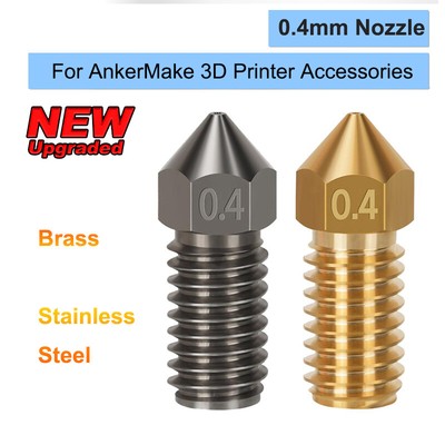 For AnkerMake Nozzle Stainless Steel Brass 0.4mm M6 Thread Nozzles 3D Printer