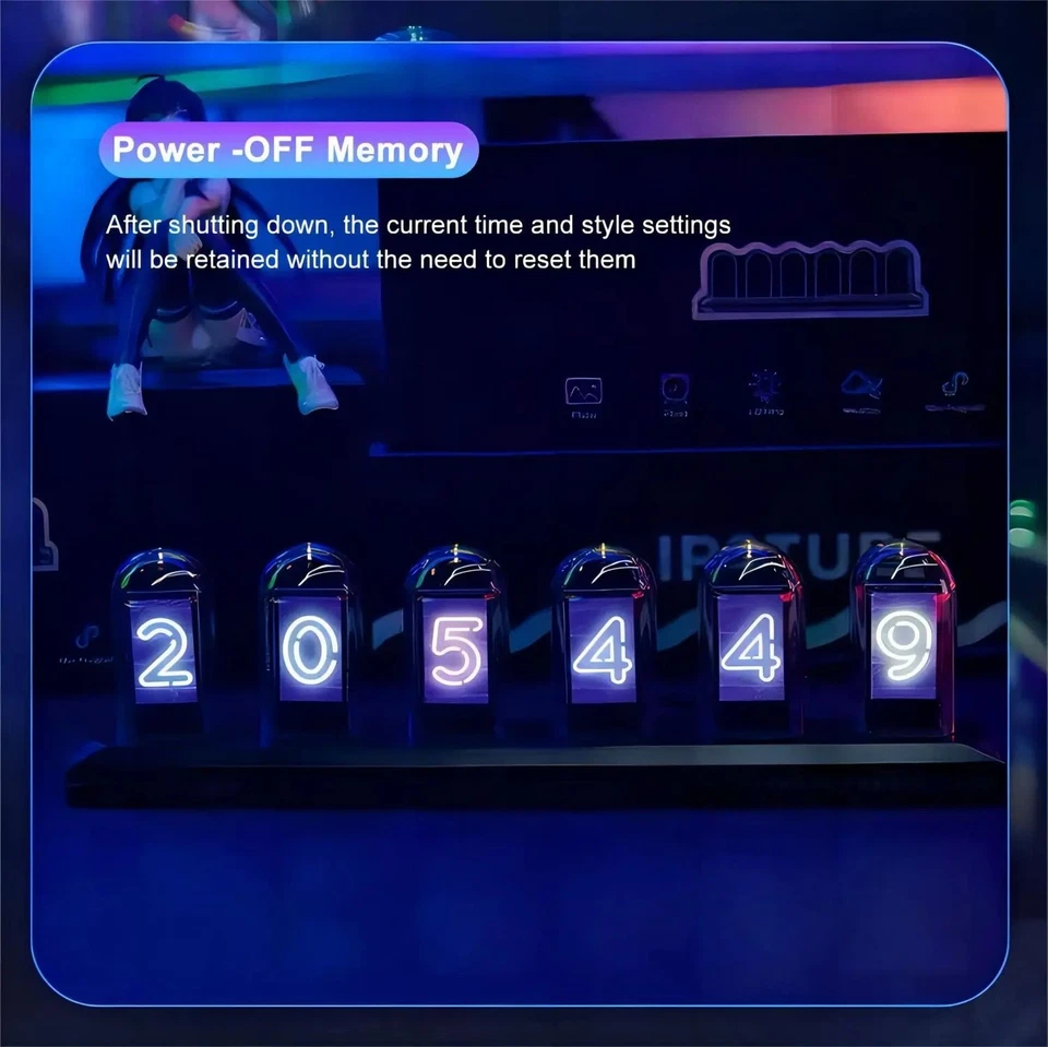 RGB Nixie IPS Tube Clock LED Pictures Glows Color Screen DIY Digital Desk Gaming - Image 4 of 4