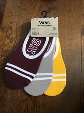 VANS RETRO WOMEN'S NO SHOW LINERS SOCKS Burgundy/grey/yellow- 3 PACK US.5-10