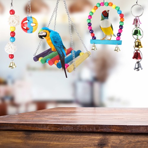 5 PCS Papagei Spielzeugset Reisen Vogelschaukeln, Papageienspielzeug soldes