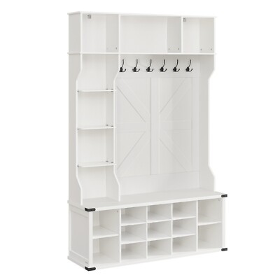 Garderobenständer mit Schuhbank, Garderobe, Schuhaufbewahrung, HSRDE440W03