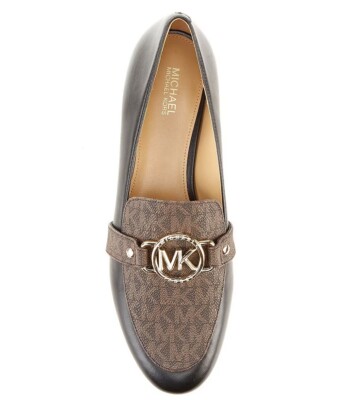 Michael Kors Rory Leather and Logo Loafer Black Brown Size