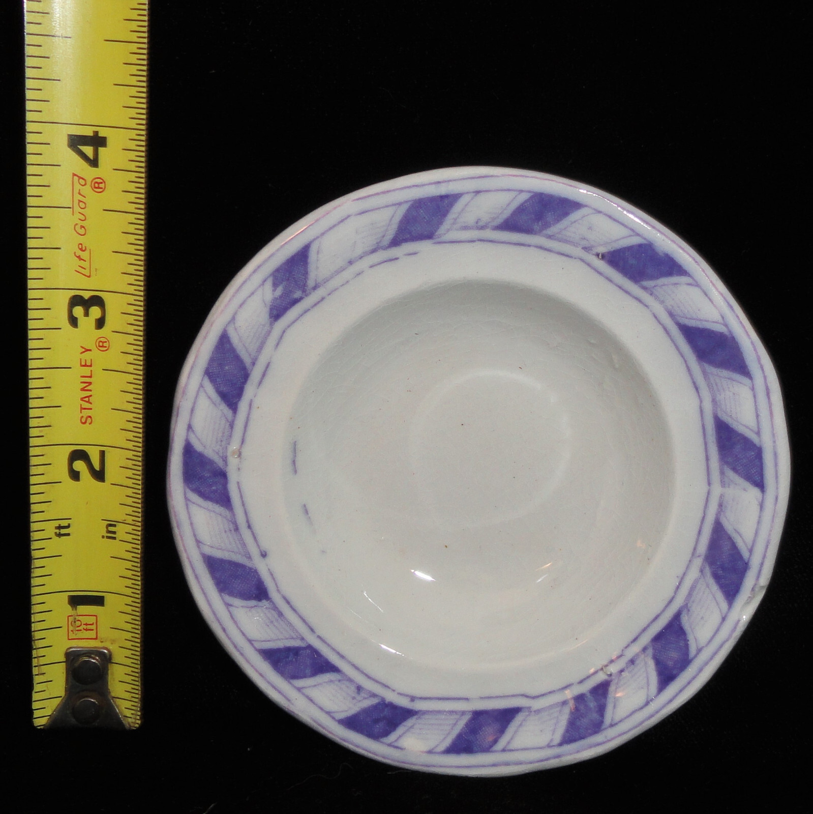 Set of 7 Staffordshire Childs Toy Dinner Set Plates Purple Ironstone STRIPE 1820