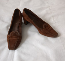 Prada Brown Suede Chunky Heel Loafers Size EU 38.5 US 8 wear more like 8.5 