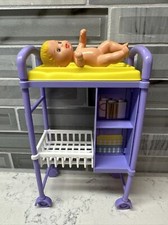 Barbie Baby Changing Station Purple and Yellow. Includes 1 Baby.