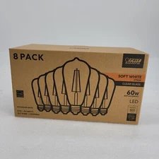 Feit Electric 8 Pack 60w Soft White 2700K Clear Glass ST19 Dimmable LED 8292