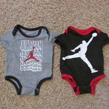 NWOT Nike Air Jordan Set 2 One Piece Outfit 3 Month Black Gray Snap Crotch