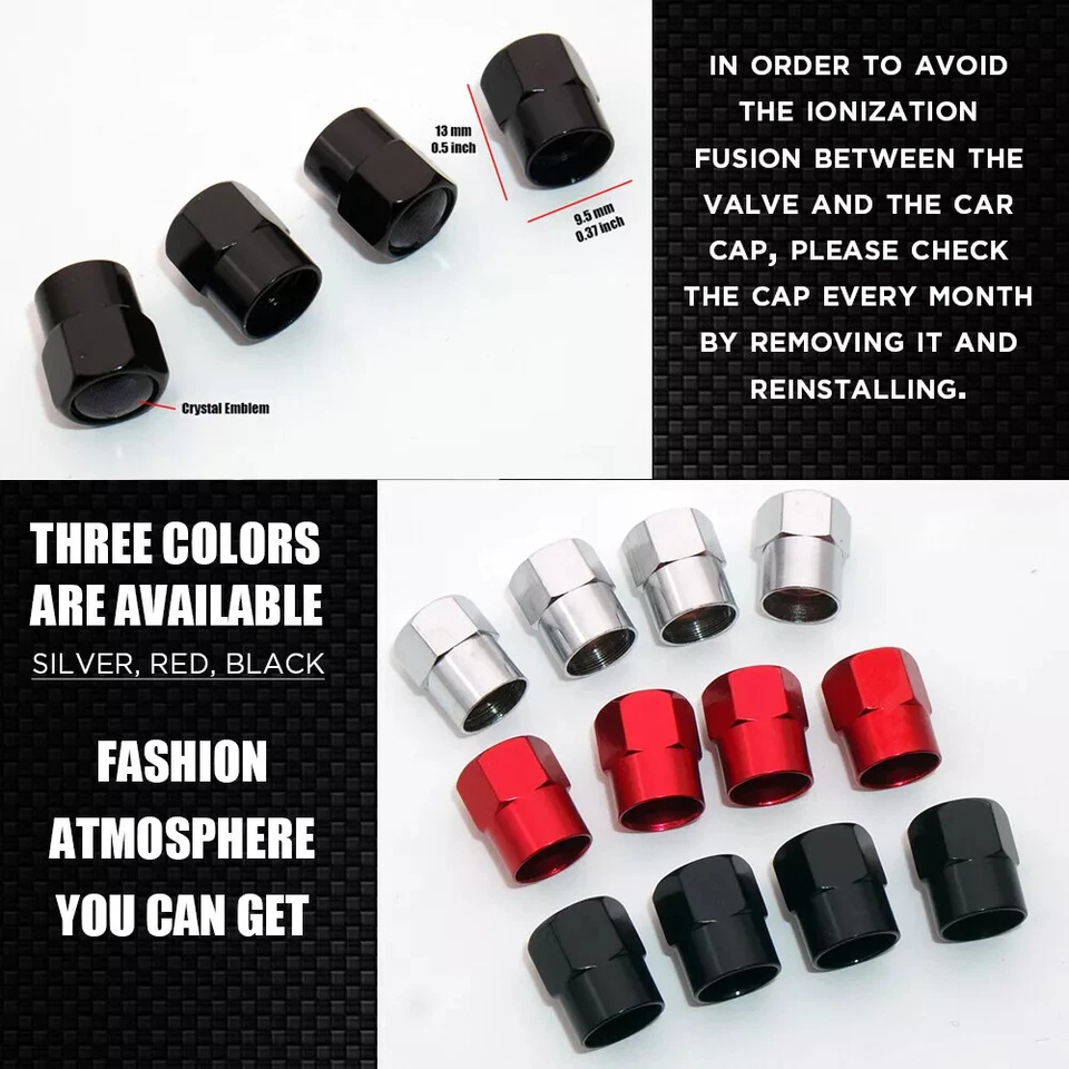 Hexagon Shape Red H Car Wheel Tire Air Valve Caps Stem Dust Cover Fit Most Honda - Image 2 of 4