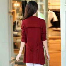 Women Midi Knitted Cardigan Slim Fit Shawl Sweater Jacket Button Thin Coat