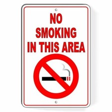 Metal Sign Warning No Smoking In This Area Aluminum Won't Rust best SNS03