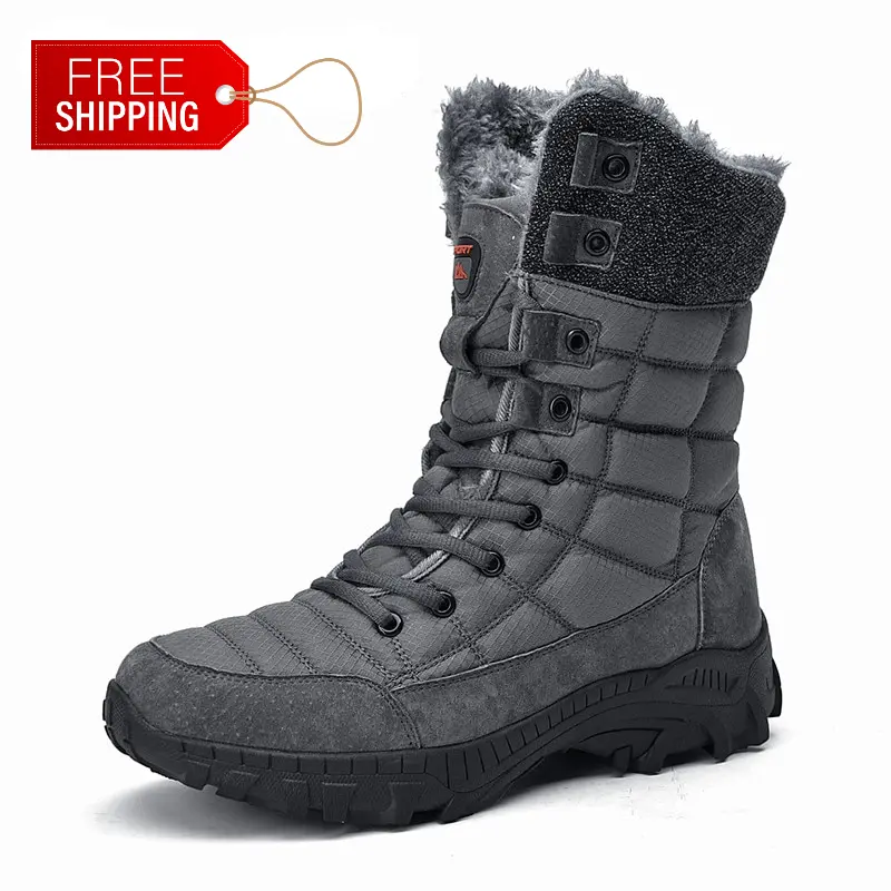 Botas De Piel Para Hombre Zapatos Altos De Invierno Nieve Impermeable -30  Grados