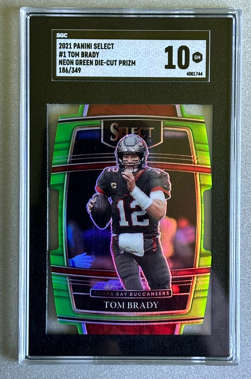 2021 Select Tom Brady Die Cut Neon Green Prizm #1 SGC 10 /349