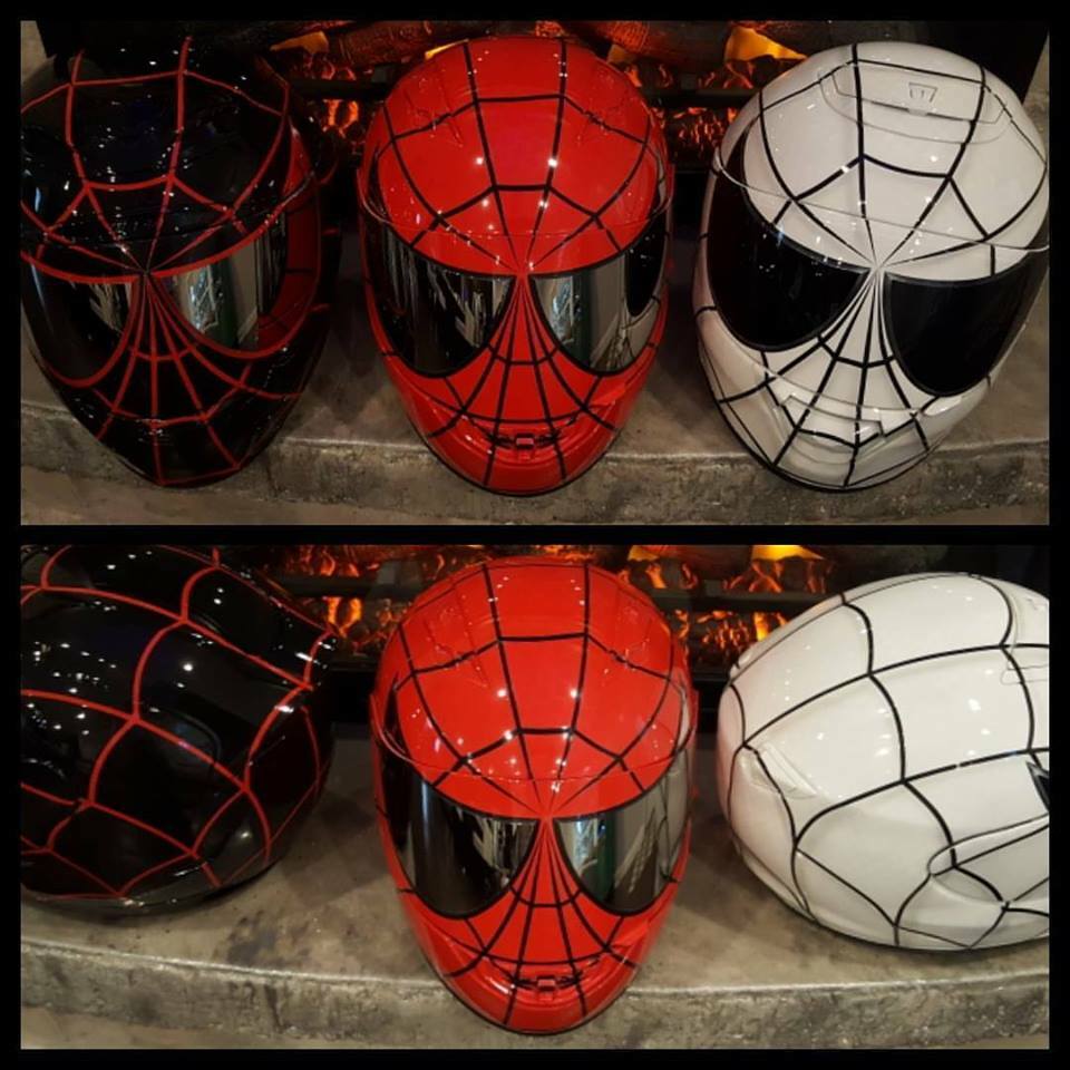 Red and Black Spiderman Custom Painted Airbrushed Motorcycle Helmet | eBay