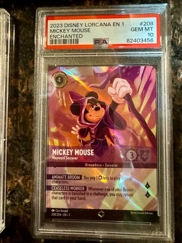 Disney Lorcana Mickey Mouse: Wayward Sorcerer 208 Enchanted Rare PSA 10 Gem Mint