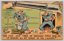 Military Navy Humor Laundry Artist Signed Chelmow Tichnor Linen UP Postcard (D92