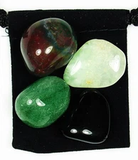 FOR THE HEALER Tumbled Crystal Healing Set = 4 Stones + Pouch + Description Card