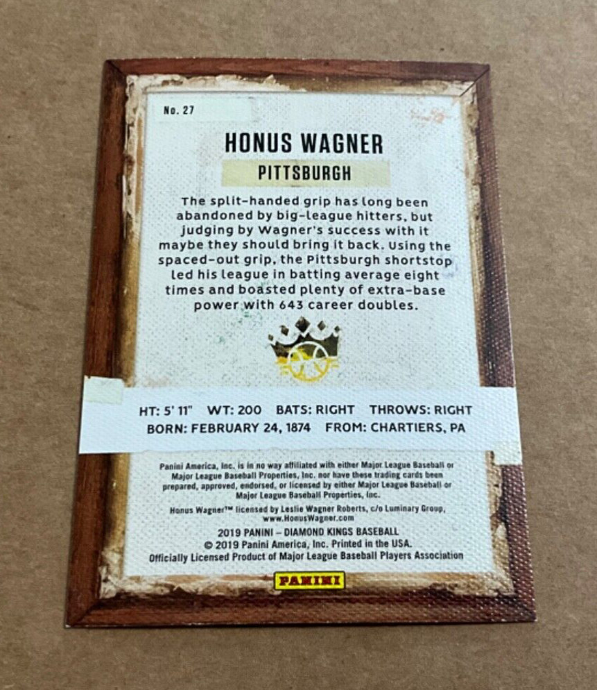 2019 Panini Diamond Kings 27 Honus Wagner Pittsburgh Pirates Baseball Card view 2