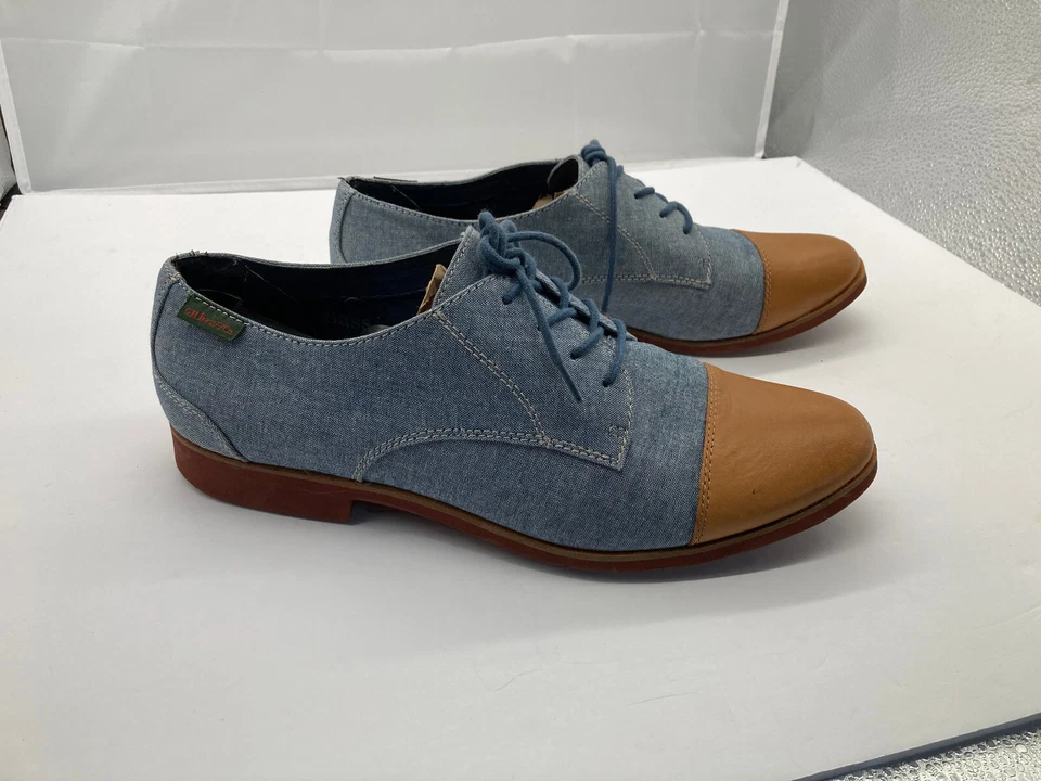 Zapatos informales G.H Bass & Co para mujer talla 11 Evelyn denim y cuero marrón con puntera Foto 3 de 4