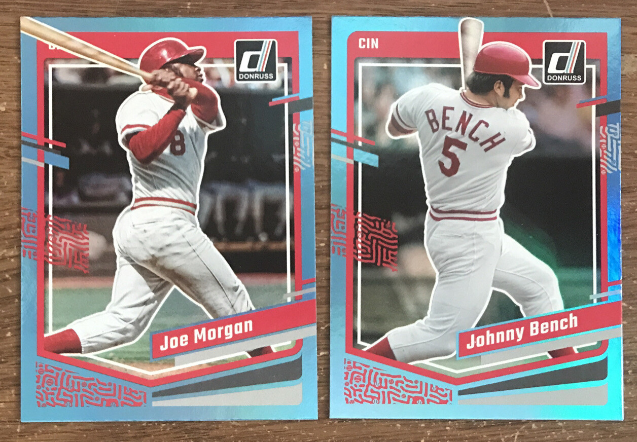 2023 Donruss Holo Carolina Blue #175 Johnny Bench And #219 Joe Morgan