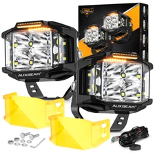 2x AUXBEAM 4" Side Shooter LED Work Light Bar Pods Fog Lamp Offroad Driving DRL