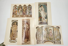 Lot of Vintage 1969 Art Nouveau Postcard Woman Portrait Alphonse Mucha