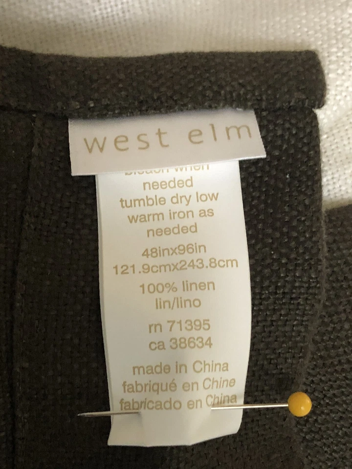 2 WEST ELM GROMMET 100% LINEN CURTAIN PANELS 48x96" WHITE WITH BROWN TOP NWOT - Image 4 of 4