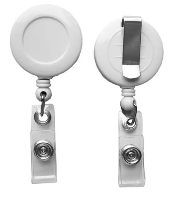 Lot 50 WHITE RETRACTABLE BADGE REEL ~ KEY or ID HOLDER w/ BELT