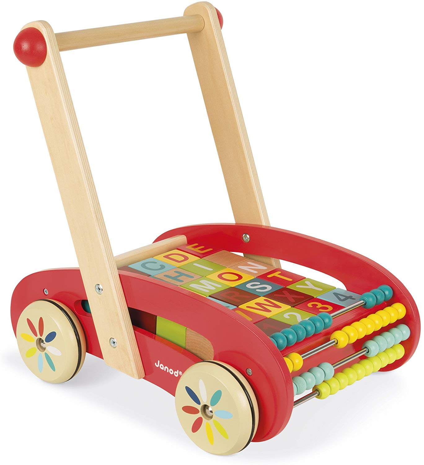 wooden walking trolley with blocks