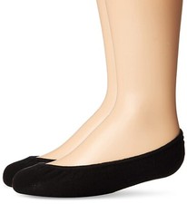 Jefferies Socks 162778 Girls' White Black Ultra Low Footie 2 Pack Size XS 6-10 