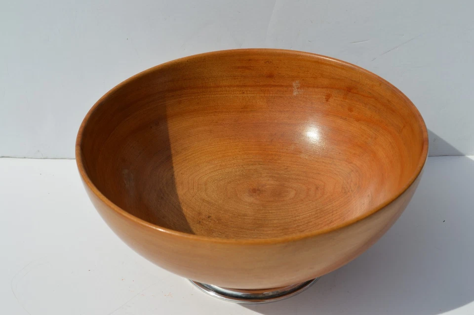 HERMOSA ENSALADA/FRUTERO BASE MADERA GRANULADA Y PLATA ESTERLINA M. FRED HIRSCH CO Foto 4 de 4