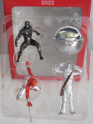 2023 Hallmark STAR WARS & MARVEL HEROES - LARGE 4 PC ORNAMENT SET