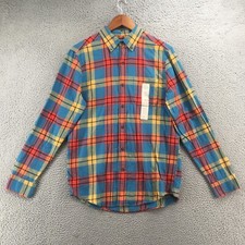 St Johns Bay Button Down Dress Shirt Mens S Multicolor Plaid Cotton Collared NEW