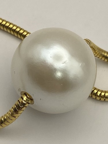 Vintage Anne Klein Necklace Single Faux Pearl Gold Tone Snake Chain 17” 90s - Picture 5 of 7