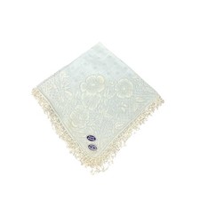 Vintage Hand Rolled Woven in Switzerland Tatted Floral Handkerchief Hankie