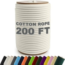 PerkHomy 200 Feet Cotton Rope 3/16" 5mm Multi Purpose Utility Diamond Braided