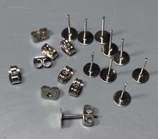 Stainless Steel Earring Posts 20pcs 6MM Circular Base Silver Color