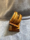 Vintage Gemstone Coaster Set Solid Wood Base Natural Agate D-2 — photo 4
