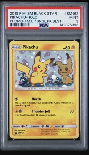 2019 Pokemon Pikachu Holo Black Star Promo TM #SM162 PSA 9