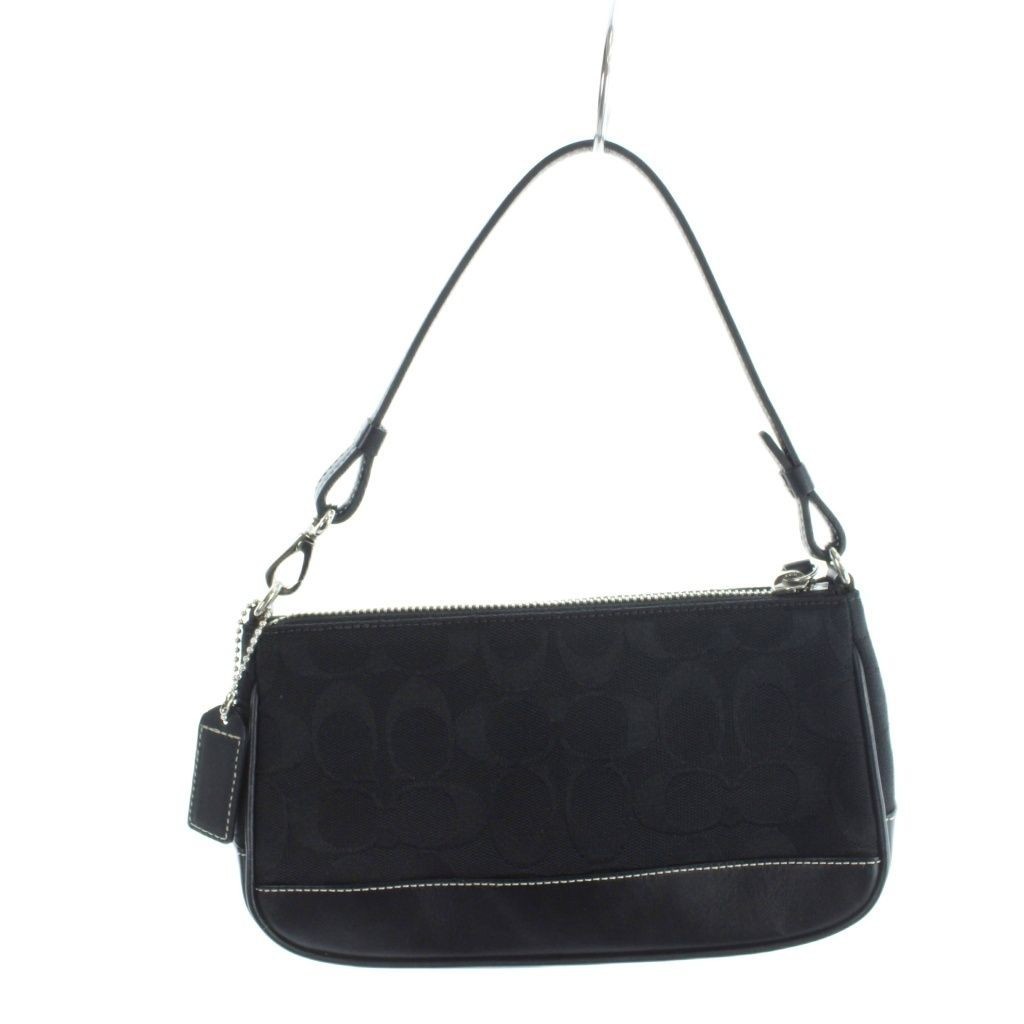 Coach Signature Demi mini Pouch Hand Bag Canvas Leather Black 6094