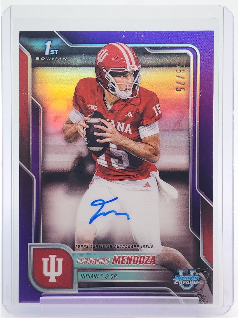 FERNANDO MENDOZA 2025 BOWMAN U CHROME 1ST PURPLE REFRACTOR AUTO /75 Q0593