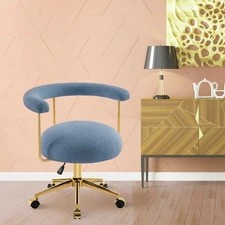 Manicure Chair with Rolling Wheels,Adjustable Modern Makeup Vanity Nail Chair