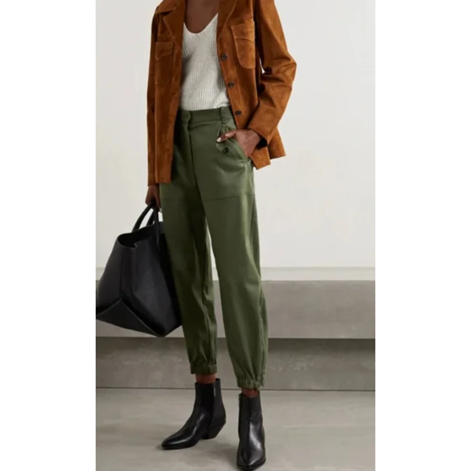 Pantalón cargo G1N con etiquetas Nili Lotan XS Arliss sarga recortada holgado French Mili Foto 2 de 4