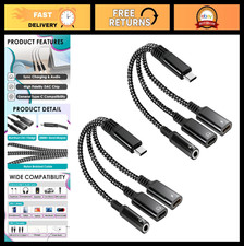 3 in 1 Dual Type C Aux Splitter Charger Adapter - USB C to 3.5mm Headphone Cha