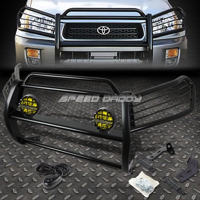 BLACK BRUSH GRILLE GUARD+ROUND AMBER FOG LIGHT FOR 06-12 TOYOTA RAV4 XA30 SUV